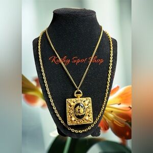 Antique LIMOGES France 🇫🇷🏺Porcelain Cobalt Courting 👩🏻‍❤️‍👨🏻 Necklace❣️❣️